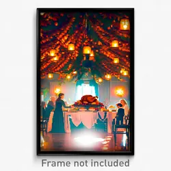 Pixel Art Poster - Creative Thanksgiving (8 Bit Psychedelic Video Game Print)