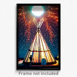 Pixel Art Poster - Beautiful Tepee (8 Bit Psychedelic Trippy Video Game Print)