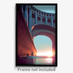 Pixel Art Poster - Calm Aquaduct (8 Bit Psychedelic Trippy Video Game Print)