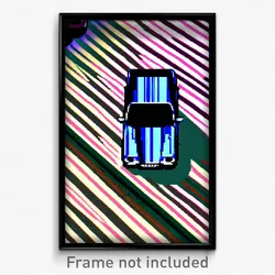 Pixel Art Poster - Striped Car (8 Bit Psychedelic Trippy Weird Video Game Print)