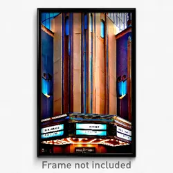 Pixel Art Poster - Bronze Movie Theatre (8 Bit Psychedelic Video Game Print)