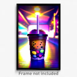 Pixel Art Poster - Infinite Boba Tea (8 Bit Psychedelic Trippy Video Game Print)