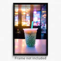 Pixel Art Poster - Mellow Bubble Tea (8 Bit Psychedelic Trippy Video Game Print)