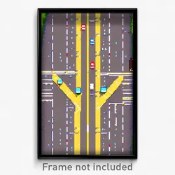 Pixel Art Poster - Colossal Crossroad (8 Bit Psychedelic Video Game Print)