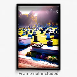Pixel Art Poster - Small Cemetery (8 Bit Psychedelic Trippy Video Game Print)