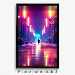 Pixel Art Poster - Mysterious Avenue (8 Bit Psychedelic Trippy Video Game Print)