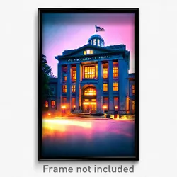 Pixel Art Poster - Square Courthouse (8 Bit Psychedelic Trippy Video Game Print)