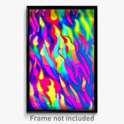 Pixel Art Poster - Colorful Flame (8 Bit Psychedelic Trippy Video Game Print)