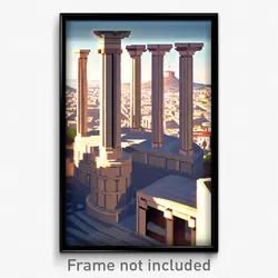 Pixel Art Poster - Clean Acropolis (8 Bit Psychedelic Trippy Video Game Print)
