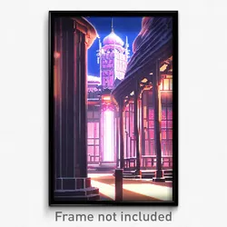 Pixel Art Poster - Cold Anime Architecture (8 Bit Psychedelic Video Game Print)