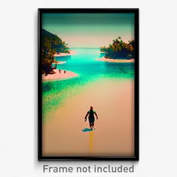 Pixel Art Poster - Far Lagoon (8 Bit Psychedelic Trippy Weird Video Game Print)