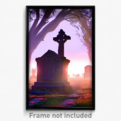 Pixel Art Poster - Showy Grave (8 Bit Psychedelic Trippy Weird Video Game Print)
