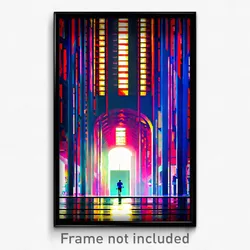 Pixel Art Poster - Electric Barcelona (8 Bit Psychedelic Video Game Print)
