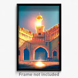 Pixel Art Poster - Wide Fort (8 Bit Psychedelic Trippy Weird Video Game Print)