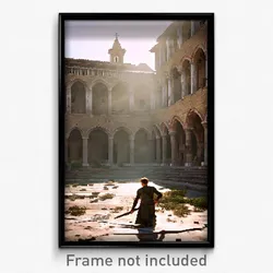 Pixel Art Poster - Damaged Monastery (8 Bit Psychedelic Trippy Video Game Print)