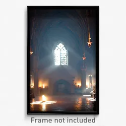 Pixel Art Poster - Dark Monastery (8 Bit Psychedelic Trippy Video Game Print)
