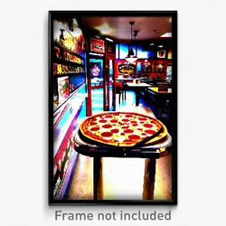 Pixel Art Poster - Interesting Pizza Shop (8 Bit Psychedelic Video Game Print)