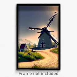 Pixel Art Poster - Noteworthy Windmill (8 Bit Psychedelic Video Game Print)