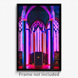 Pixel Art Poster - Flamboyant Mausoleum (8 Bit Psychedelic Video Game Print)