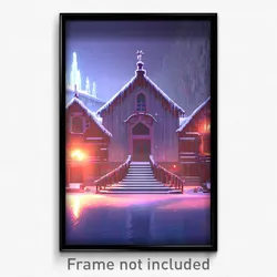 Pixel Art Poster - Frozen Convent (8 Bit Psychedelic Trippy Video Game Print)