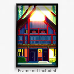 Pixel Art Poster - Big Lodge (8 Bit Psychedelic Trippy Weird Video Game Print)
