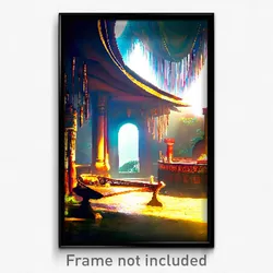 Pixel Art Poster - Exotic Resting Place (8 Bit Psychedelic Video Game Print)