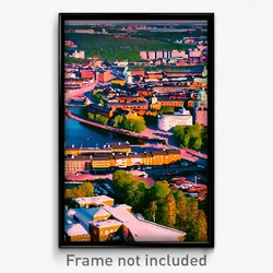 Pixel Art Poster - Unwelcoming Swedish City (8 Bit Psychedelic Video Game Print)