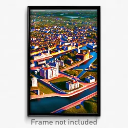 Pixel Art Poster - Rough Swedish City (8 Bit Psychedelic Video Game Print)