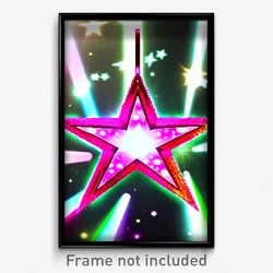 Pixel Art Poster - Flashy Star (8 Bit Psychedelic Trippy Weird Video Game Print)