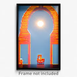 Pixel Art Poster - Orange Ark (8 Bit Psychedelic Trippy Weird Video Game Print)