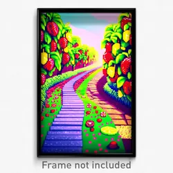 Pixel Art Poster - Fruity Path (8 Bit Psychedelic Trippy Weird Video Game Print)