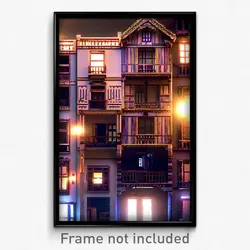 Pixel Art Poster - Fancy Shack Tenement (8 Bit Psychedelic Video Game Print)