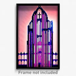 Pixel Art Poster - Digital Wire Frame Priory (8 Bit Video Game Print)