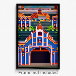 Pixel Art Poster - Adorable Mexican Architecture (8 Bit Video Game Print)
