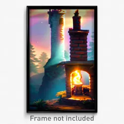 Pixel Art Poster - Enchanted Chimney (8 Bit Psychedelic Trippy Video Game Print)