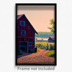 Pixel Art Poster - Quaint Farm (8 Bit Psychedelic Trippy Weird Video Game Print)