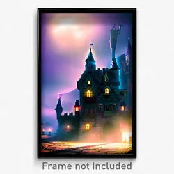 Pixel Art Poster - Creepy Castle (8 Bit Psychedelic Trippy Video Game Print)
