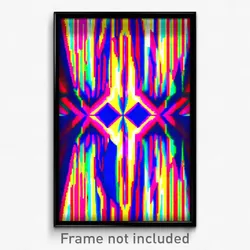 Pixel Art Poster - Kaleidoscopic Downland (8 Bit Psychedelic Video Game Print)