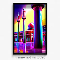 Pixel Art Poster - Glossy Mosque (8 Bit Psychedelic Trippy Video Game Print)