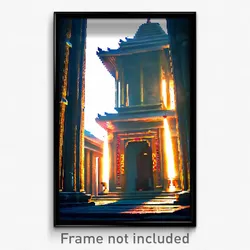 Pixel Art Poster - Outstanding Temple (8 Bit Psychedelic Video Game Print)