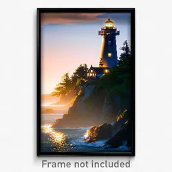 Pixel Art Poster - Enchanting Lighthouse (8 Bit Psychedelic Video Game Print)