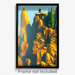 Pixel Art Poster - Tall Outcropping (8 Bit Psychedelic Trippy Video Game Print)