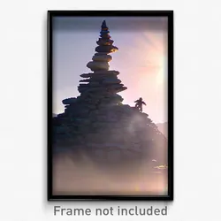 Pixel Art Poster - Flying Cairn (8 Bit Psychedelic Trippy Video Game Print)