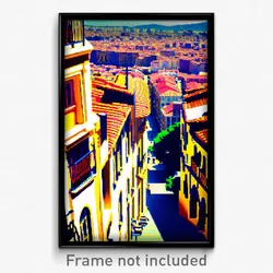 Pixel Art Poster - Big Spanish City (8 Bit Psychedelic Trippy Video Game Print)