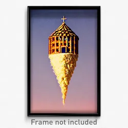 Pixel Art Poster - Distorted Granary (8 Bit Psychedelic Trippy Video Game Print)