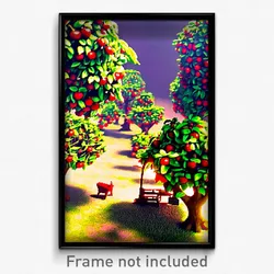 Pixel Art Poster - Miniature Orchard (8 Bit Psychedelic Trippy Video Game Print)