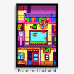 Pixel Art Poster - Fruity Pizza Shop (8 Bit Psychedelic Trippy Video Game Print)