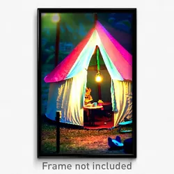 Pixel Art Poster - Little Tent (8 Bit Psychedelic Trippy Weird Video Game Print)