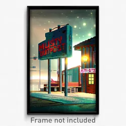 Pixel Art Poster - Musty Outpost (8 Bit Psychedelic Trippy Video Game Print)