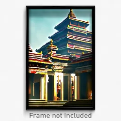 Pixel Art Poster - Rare Temple (8 Bit Psychedelic Trippy Weird Video Game Print)